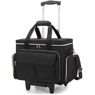 Luxja Nähmaschinentasche mit Trolley, Nähmaschine Aufbewahrung Tasche mit Rollen, Nähmaschinen Trolley Tasche für Nähmaschine Zubehör, Schwarz