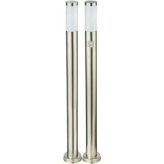 ETC Shop Außenleuchte Edelstahl Kunststoff H 110 cm 2er Set grau