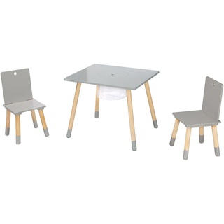 roba® Kindersitzgruppe Sitzgruppe mit Aufbewahrungsnetz, grau, aus Holz grau