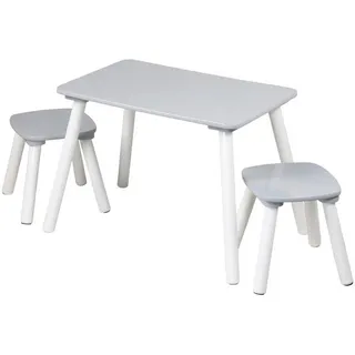 KESPER Kindertisch mit 2 Stühlen 58 x 38 x 43,5 cm Kiefer grau/weiß