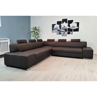 Echtleder Ecksofa Wohnlandschaft sehr dickes Leder  verstellbare Kopfstützen