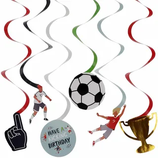 Folat 27572 Fußball Blau Grün Hängdekoration - Fantastic Football - 6 Stück - Fussball Geburtstagsdeko für Kinder Junge und Mädchen Party Dekoration