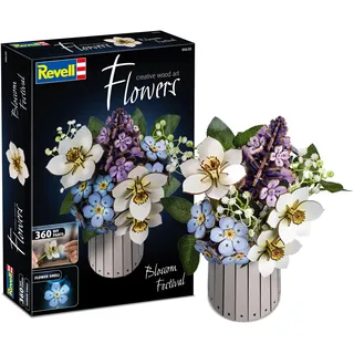 Revell Blossom Festival Wooden Bouquet as Decoration, Eternal Flowers with Vase and Fragrance Ring, DIY Flower Kit, home Decoration and Gift Idea