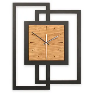 Kreative Feder Wanduhr Moderne Designer-Wanduhr aus Holz (mit stilvollem Akzent aus Eiche-Furnier; Hergestellt in Deutschland) schwarz