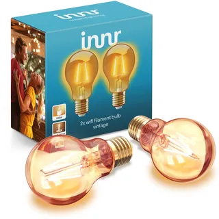 innr E27 Smart WiFi Filament Bulb Vintage, Funktioniert mit Alexa, WLAN (kein Smart Hub erforderlich), Dimmbar, 2200K, Wi-Fi, 2-Pack, WRF 763-2