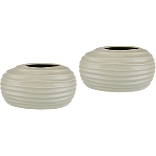 I.GE.A. Dekovase »Keramik-Vase«, 2er Set Kleine Vase Weiß Modern Keramik Tisch Küche Büro Pampasgras, 61329936-0 beige B/H: 18 cm x 10 cm