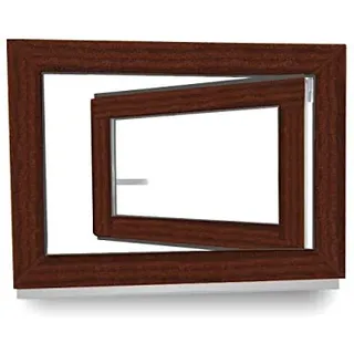 Kellerfenster - Fenster - Dreh- & Kippfunktion - innen mahagoni/außen mahagoni - BxH: 60 x 40 cm - 600 x 400 mm - DIN Links - 2 fach Verglasung - 60 mm Profil