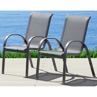 Gartenstuhl MERXX "Amalfi" Stühle Gr. B/H/T: 56 cm x 94 cm x 74 cm, 2 St., Aluminium, grau Gartenstühle 2er Set, AluTextil, stapelbar, anthrazit