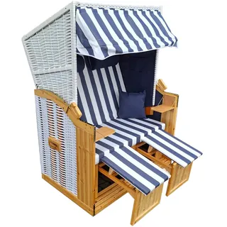 XL Strandkörbe Rattan Strandkorb Liegekorb Sonneninsel Binz 305 weiß natur