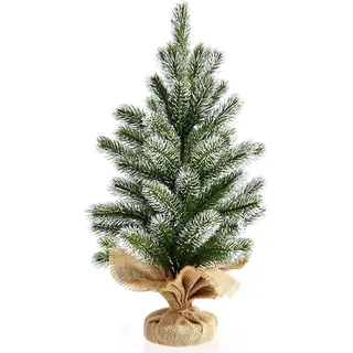 LIFEZEAL 50 cm Mini Weihnachtsbaum, Kleiner Tannenbaum Christbaum mit Weiße Pailletten Tisch, Künstlicher Kunstbaum Tisch mit PVC-Material für Büro, Wohnzimmer