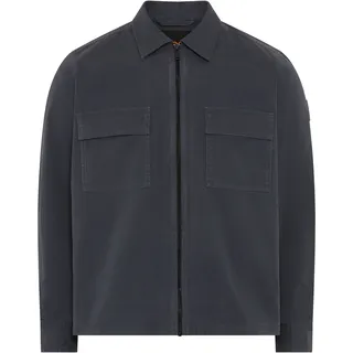 Langarmhemd BOSS ORANGE "Lorum", Herren, Gr. XL, N-Gr, dunkelblau406, Web, Obermaterial: 100% Baumwolle, unifarben, oversize normal, Rundhals, Manschette mit Druckknopf, Hemden, Overshirt, Reißverschluss, Oversize Fit