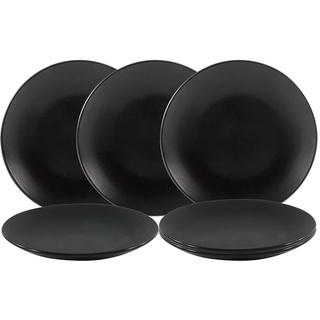 Spetebo Teller Ø 21 cm im 6er Set - schwarz matt - Dessertteller Speiseteller Porzellan Geschirr Tellerset Vorspeisen Teller