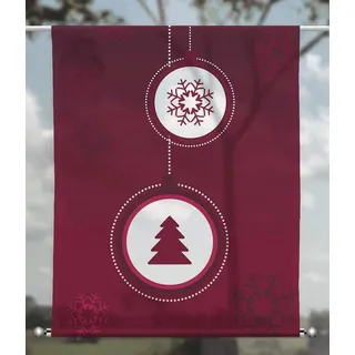 gardinen-for-life Scheibengardine Scheibenhänger X-Mas modern Magenta - rechteckig mit Beschwerung 60 cm x 75 cm