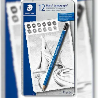 Staedtler Bleistift Mars Lumograph 12 Stück grau/schwarz