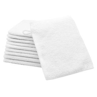 Zollner Waschlappen Grado Set, 16 x 21 cm, Waschhandschuh, 100% Baumwolle, weiß, 10 Stück
