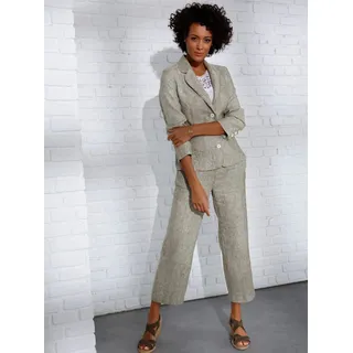 Jackenblazer CREATION L PREMIUM "Leinen-Blazer", Damen, Gr. 38, grün (khaki, weiß, meliert), 100% Leinen, Langarm, Blazer