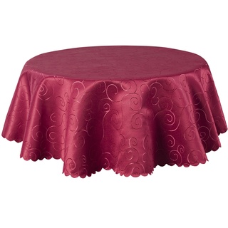 Tischdecke mit Ornamenten Kringel Fleck abweisend pflegeleicht und bügelfrei in hochwertiger DAMAST Qualität rund und oval (Rot, 135 cm rund)