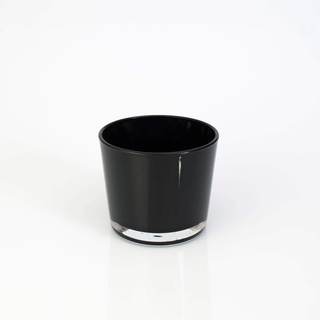INNA-Glas Kleines Windlicht - Glasvase Alena, schwarz, 8,5cm, Ø 10cm - Tischlicht - Konische Vase