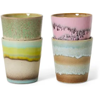 HKliving - 70's Kaffeebecher, 230 ml, pop art (4er-Set)