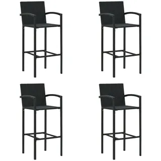 vidaXL 4X Barhocker Barstuhl Tresenhocker Thekenhocker Tresenstuhl Thekenstuhl Küchenhocker Bistrohocker Bar Stuhl Hocker Schwarz Poly Rattan