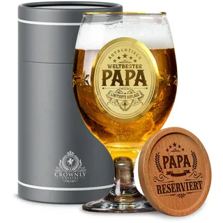 Kies CROWNLY CRYSTAL® Geburtstag Personalisierte Bierglas Mit Gravur für Vater Bester Papa Geschenke