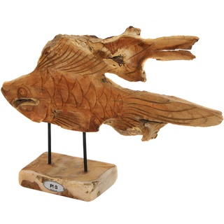 Ploß Fisch Deko-Figur, Natur, Teak, 47x14x45 cm, SVLK-zertifiziert, Langlebiges Material