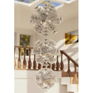 JVmoebel Hängeleuchte Elite Bohemia Flower Deckenlampe in Warmweiß aus Glas, Warmweiß, Made in Europa weiß