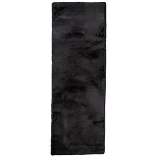 Hochflor Läufer - Comfy Supreme Schwarz - Herrlich fluffy - 80x180cm | Plain - Classic - Bedroom - Fellteppich