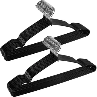 EOGRFW 20 Stück Kleiderbügel Metall Schwarz, Slim Clothes Hangers, 40.6 cm