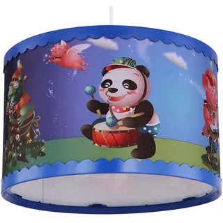 GLOBO Kinderleuchte Hängelampe Tiermotive Spielzimmer Pendelleuchte Kinderzimmer, Panda Trommel, led 11W 1055Lm warmweiß, DxH 28x120 cm