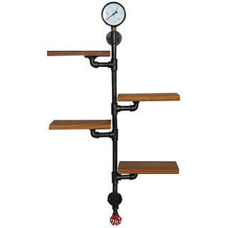 Vinbcorw Wandregal schwarz Holz Metall deko Industrial Style bücher Regal Wand regalboden Steampunk deko bücherregal Wand hängend büro Floating Shelves Vintage schweberegale