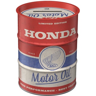 Nostalgic-Art Retro Spardose, 600 ml, Honda – Motor Oil – Geschenk-Idee für Honda-Zubehör Fans, Sparschwein aus Metall, Vintage Blech-Sparbüchse