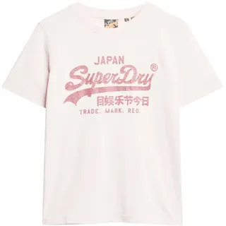 Superdry Damen Relaxtes T-Shirt mit Logo in Metallic-Optik Malve Kreide Pink 42 - 42