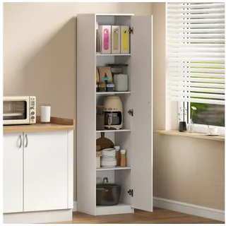 HOMCOM Küchenbuffet Küchenschrank mit 1 Tür, 5 Ebenen, Vorratsschrank, 40x35x180 cm (Hochschrank, 1-St., Buffetschrank) für Küche, Esszimmer, Rustikal-Braun weiß