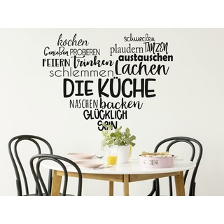 GRAZDesign Wandtattoo Küche Küchenregeln Aufkleber, Klebefolie Esszimmer, Wandaufkleber Sprüche, Küchen Deko modern, Hausregeln als Deko, 40x30cm, 070 schwarz