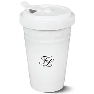KPM Berlin KURLAND To-Go Becher mit handgemalten Monogramm oder Namen, 0,35 l – Porzellan Kaffeebecher & Teebecher, handmade, edles Design im Geschenkkarton