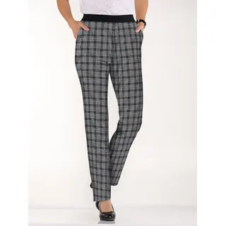 Schlupfhose CLASSIC BASICS, Damen, Gr. 24, Kurzgrößen, schwarz-weiß (schwarz, weiß, kariert), 97% Polyester, 3% Elasthan, gemustert, lang, Hosen Schlupfhose