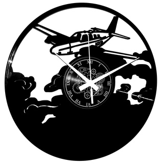 Instant Karma Clocks Wanduhr aus Vinyl Schallplattenuhr Mit Reisen Flugzeug Flugbegleiter Pilot Motiv