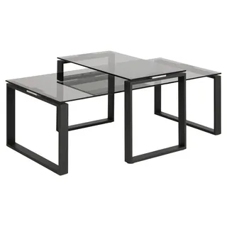 Actona Katrine Couchtisch Stahl/Glas - matt schwarz