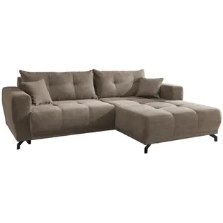 Mid.you Ecksofa, Graubraun, Metall, 4-Sitzer, Füllung: Schaumstoff, Ottomane rechts, L-Form, 246x177 cm, seitenverkehrt erhältlich, Rücken echt, Armteil links, rechts, elektrischer Sitzvorzug, Wohnzimmer, Sofas & Couches, Wohnlandschaften, Ecksofas