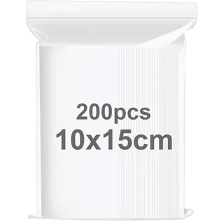 NZNSML 200 Stück Druckverschlussbeutel 10x15cm Wiederverschließbare Beutel | Klein Plastikbeutel Versch Kleine Zipper Tütchen mit Druckverschluss Mini Zip Beutel Zipper Tütchen für Packung Snack Samen