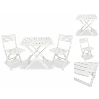 vidaXL Garten-Essgruppe »3-tlg Bistro-Set Klappbar Kunststoff Weiß Sitzgruppe Set« weiß