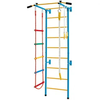 Costway Sprossenwand Turnwand, mit Klimmzugstange, Metall gelb