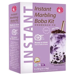 O's Bubble Instant Marbling Boba Tee Kit TARO (4x 60g) | Bubble Tee | Mit Tapiokaperlen und Strohhalm