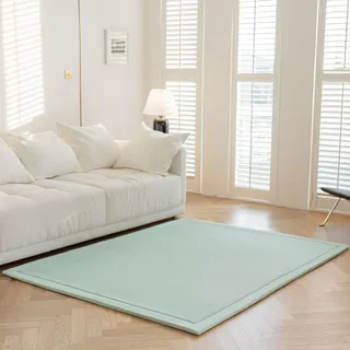 IOTXY Koralle Samt Teppich für Kinder - 150 x 150 cm Hellgrün Samtmatte | Krabbelteppich Baby, Spielmatte, Krabbeldecke für Kinderzimmer und Wohnzimmer,