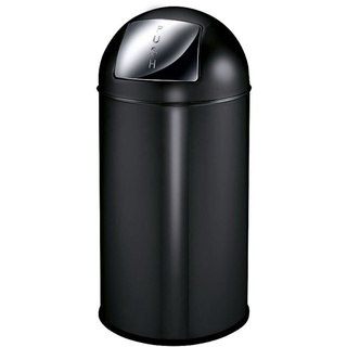 Abfallbehälter mit Pushdeckel & Inneneimer aus Metall | 40 Liter, HxBxT 74x34x34cm | Matt Schwarz