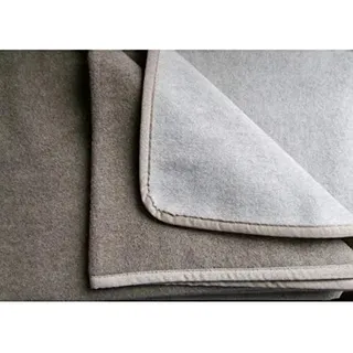 Alpenwolle Babydecke Kaschmirplaid kleine Wolldecke mit Band - 20% Kaschmirwolle, 80% Merinowolle - Verschiedene Größen (beige/Mocca, 65x100)
