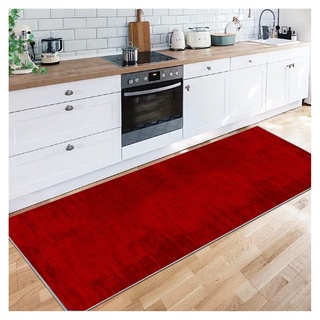 Siunwdiy Korridor Teppich,Läufer Teppich Rot- Moderne Muster rutschfest waschbar - Mikrofaser Teppiche Läufer für Flur Badezimmer Wohnzimmer Bettläufer Küchenteppiche Läufer,Rot,100x420cm