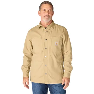 Carhartt Herren Rugged Flex Relaxed Fit Canvas Fleece-Lined Snap-Front Shirt Jac Work Utility Button Down Shirt (1er Pack) - XXL