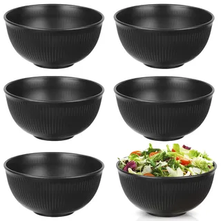 6Stück Kunststoff Müslischalen, Unzerbrechlich Plastik Schüssel 6 Farben 750 ml,Frühstück Schalen Mikrowelle & Spülmaschinenfest,Leicht Camping Schüssel für Suppen,Müsli,Nudeln,Reis,Salat schwarz